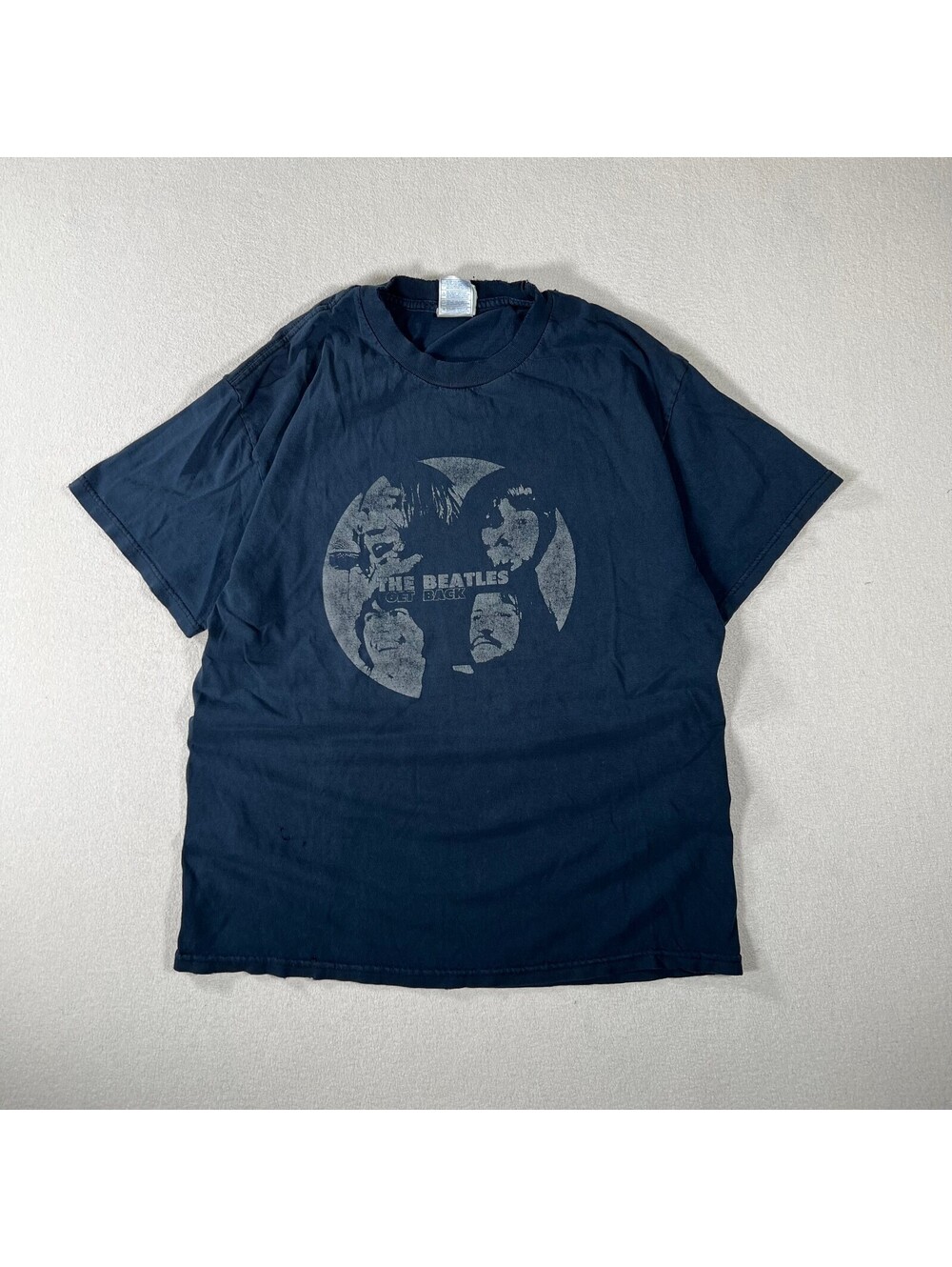 Vintage Y2K The Beatles Black Faded Graphic T-Shirt SZ L